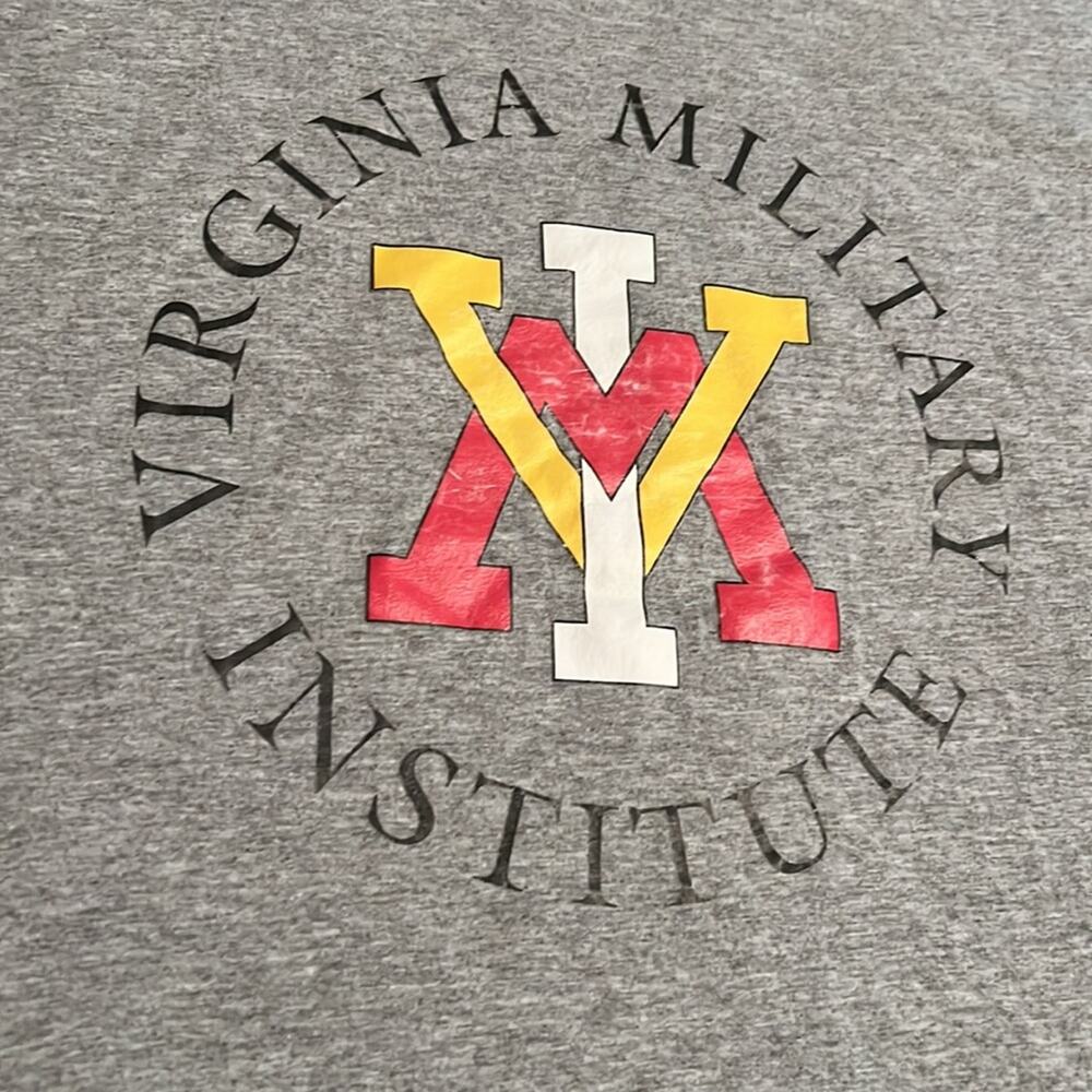 Vintage Virginia Military Institute Gray Short sleeved fruit of the loom heavy